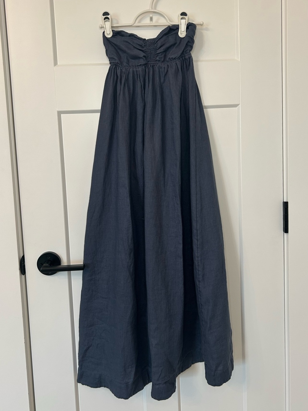 Aritzia Little Moon Delos Linen Strapless Maxi Dress 2XS Navy